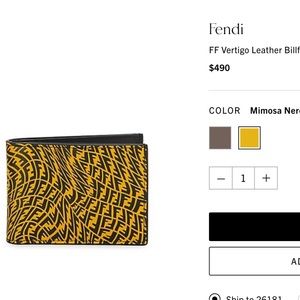 NWT Unisex Yellow Fendi FF Vertigo Leather Wallet